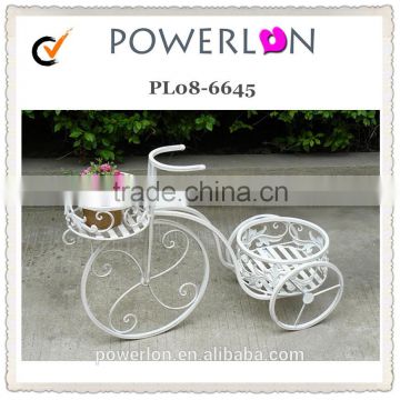 2-tier wrought iron patio decorative bicycle flower pots PL08-6645