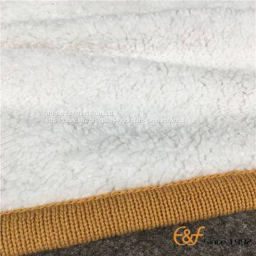 High Quality Cotton Sherpa Composite Knitted Winter Blanket photo-3