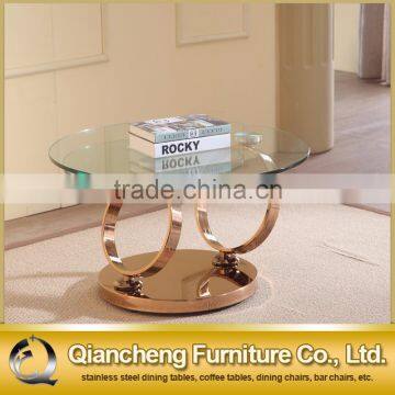 hot sale rose gold rotating mirrored glass coffee table