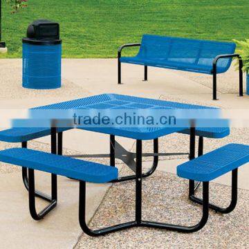 Garden Patio Furniture, Expanded Metal Table With Benches photo-2