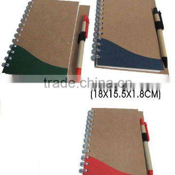 Recycled spiral paper notepad with recycled pen