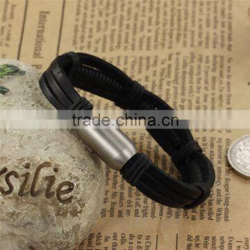 2017 New Stainless Steel Jewelry Leather Braided Bracelet for Men photo-3