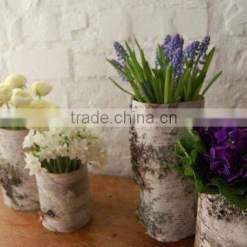 Birch Bark Cylindrical Flower Pot for Wedding Supplies photo-3