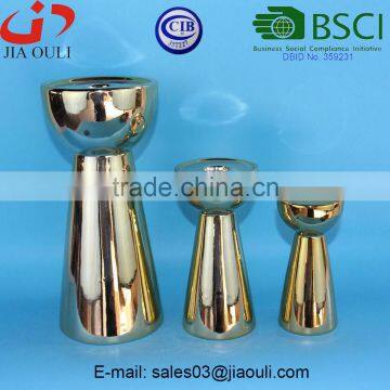 BSCI Member Factory Dolomite Electroplated Gold Christmas Pillar Candle Holder photo-4