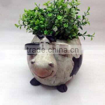 Hot Selling High Quality Modern Craft Dairy Cow Flowerpot Statues Polyresin Vase