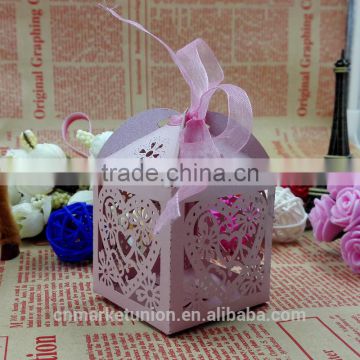 laser cut Customized foldable sweet wedding candy box romantic paper wedding box