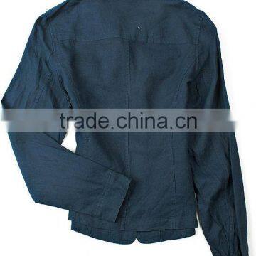 Ladies' 100% Linen Casual Long Sleeve Shirt With Four Pockets photo-2