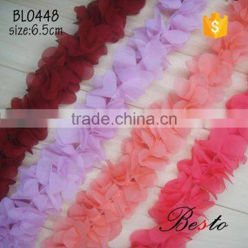 Manufacture chiffon flower fashion wholesale garment trim for clothes