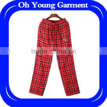 Embroidered spring men's cotton flannel trousers Home Furnishing Plaid Pajama Pants XL with pocket