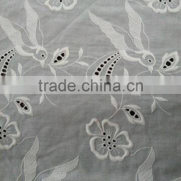 birds/floral/burn out small holes embroidery cotton sheeting lace fabric for dress/tunic/tops