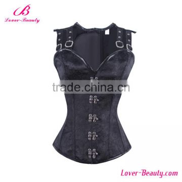 Gothic Black 12 Steel Boned Slim Waist Corset Wholesale