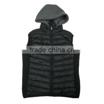 Black color nylon fuir lining women hoody vest for winter