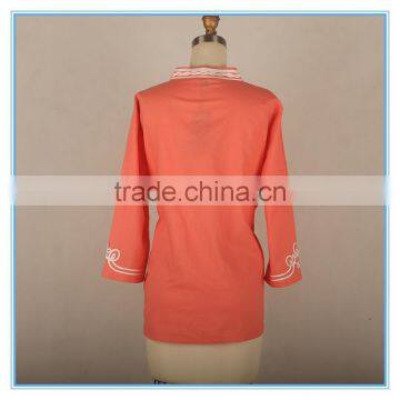 Hot Cotton Linen Clothing Plus Size Blouse Neck Embroidery Design photo-2
