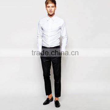 Mens Slim Fit White Formal Shirt Uniform Dress Shirt photo-4