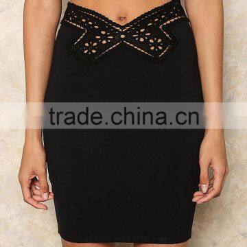Brand Design Fashion Cut-out Black Midi Skirt Oversize Custom Made Skirt Cross Crochet Fashion photo-3