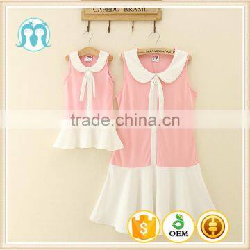 Hot selling school uniform style design mother daughter dresses clothes