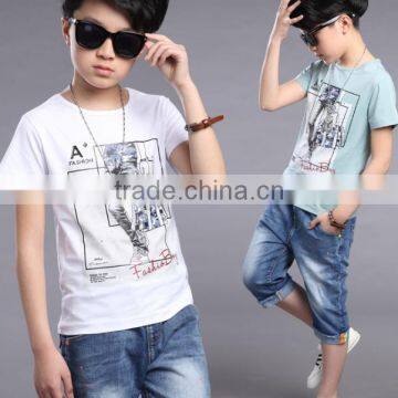 Zm35670a Korean Baby Kids Shirt and Jeans Pants Summer Boy Clothing Set photo-2