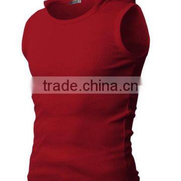 OEM New Design Cotton Plain Mens Wholesale Sleeveless Hoodie Stringer Vest photo-5