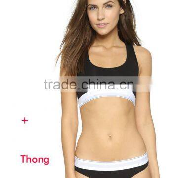 Custom Your Own Brand Logo Design Elastic Band Bra Bikini Lady Briefs Women 95%Cotton 5%Spandex Bralette Sport Crop Tank Top photo-2