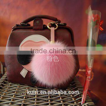 Wholesale for Handbag Material Fox Fur Pom Poms Keychain Fox Fur Plush Fur Balls Bag Charms photo-5