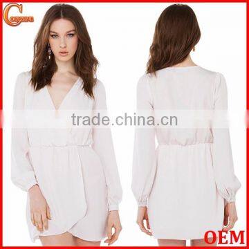 2015 New Style v Neck Long Sleeve Chiffon Sexy Evening Dress