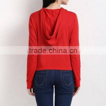 Women Pull Over Sweatshirts Custom Cropped Hoodie photo-3