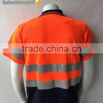 Hot Sale Mens Fluorescent hi Vis Protective Reflective Custom 3M Tape Safety Polo Shirt photo-2