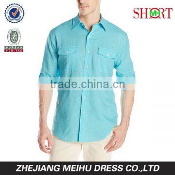 Men's Cane Bay Roll Up Sleeve Linen Cotton Button Down Casual Shirt photo-2