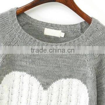 Big Girls' Color Block Heart Printed Stylish Branded Pullover Sweater photo-3