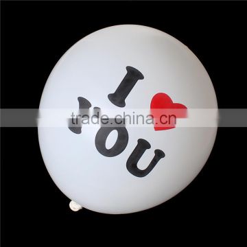 Latex Balloon Party Decorations Round White Alphabet "I Love You" Pattern