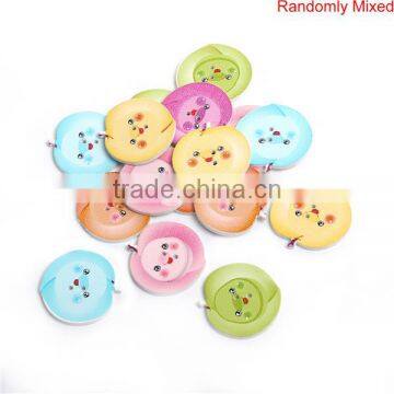 Wood Sewing Buttons Scrapbooking 2 Holes Peach At Random Smile Pattern photo-3