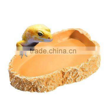 Hot Sale Yellow Color Food Grade ABS Plastic Reptile Tortoise Water Dish Food Bowl Toy For Amphibians Gecko Snakes Lizard Spider photo-3