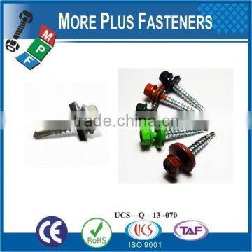 Taiwan #10-16 x 1" Hex Unslotted Hex Washer Head Epoxy #3 410 Stainless Steel Bonded Sealing Washer Self Drilling Screw photo-2