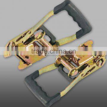 with 2" plastic handle, zinc plated ratchet for lashing belt