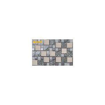 6mm Thickness Silver Stainless Steel Glass Mosaic Tiles For Lobby Hotel