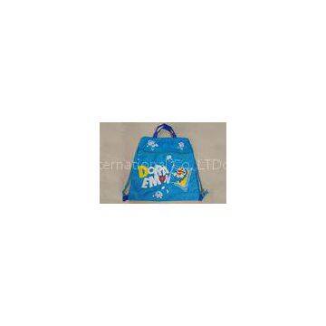 Children Blue Robot Cat Pattern Draw String Bag Backpack for Books / Stationery