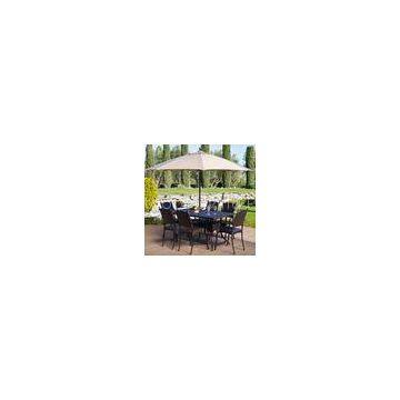 Aluminium Frame Resin Wicker Patio Furniture 7pcs Outdoor Dark Brown High Dining Bar Set
