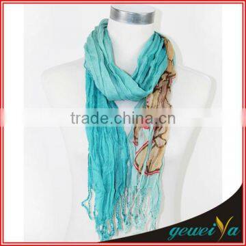 Tassels Cartoon Sheep Pattern Crumpled Scarf