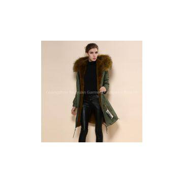 New fashion wholesale big fur collar fur parka for women