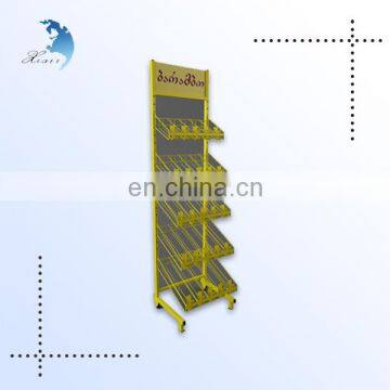 Metal painted chocolate candy display stand with custom logo print