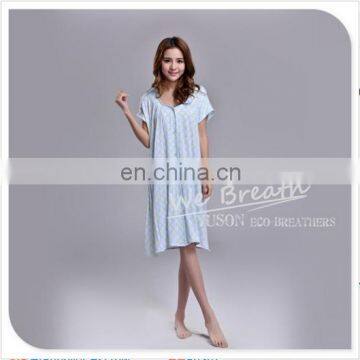 Bamboo pajama nightgown printed women short sleeves button down design