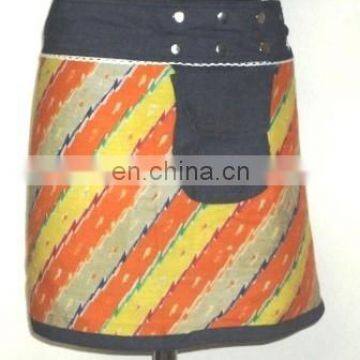 Reversible Denim Wrap Skirt With Pouch