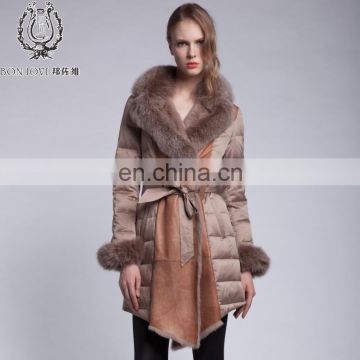 Top Quality Women's Down Jacket New Fashion Fox Fur Collar Down Coat Winter Ladies Fur Dress