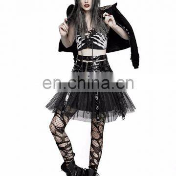 Gothic Fetish Punk Rave Black PVC Leather Skirt With Petticoat Q-307 photo-5