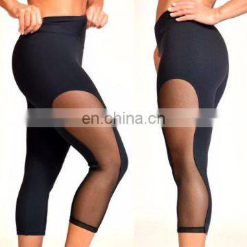 capri pants sheer mesh custom supplex yoga leggings for women