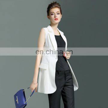OEM New Fashion Style Coat Winter White Unique Pocket Deisgns Sleeveless Blazer Autumn Coat