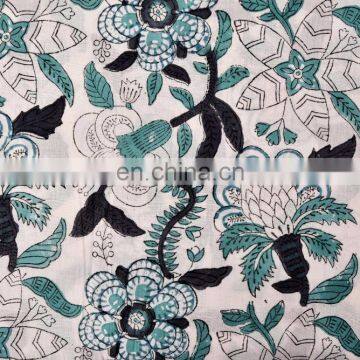 Indian 2017 Hand Block Print Fabric By Meter Floral Sanganeri Fabric For Garments Ethnic Throw Cloth photo-2