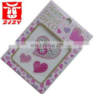 Heart pink rhinestone stickers