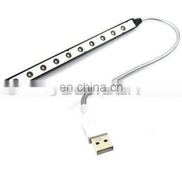 5V Flexible Neck 10 LED Bedroom Table Tablet USB Book Light