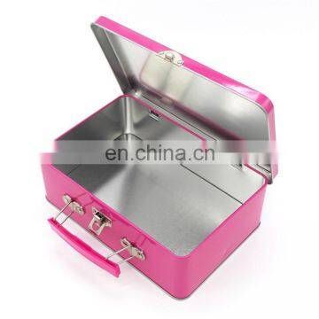 metel tin tea storage box with lock and key,square tin box for tea bag packing